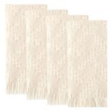 4 Pack Boho Bathroom Hand Towel 14 x 30 Inch 100% Turkish Cotton Decorative Boho Kitchen Hand Towel Farmhouse Bathroom Decor Set Absorbent Soft Guest Tea Gift(Cream White) - Retail: $13