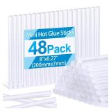 48 Pack Mini Hot Glue Sticks, 8 Long x 0.27" Diameter Clear Glue Sticks for Glue Gun, EVA Clear Glue Gun Sticks, Hot Glue Gun Sticks for DIY Craft Sticky Projects & More - Retail: $7"