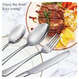 Spoons and Forks Set, Set of 30 Top Food Grade Stainless Steel Forks and Spoons Silverware Set, Kitchen Utensils Forks (8 Inch) and Spoons (6.69 Inch) Cutlery Set, Mirror Finish & Dishwasher Safe - Re
