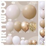 Neutral Balloon Arch Kit Garland 142pcs Different Sizes of 18 12 10 5 Inch Off White Sand Cream Ivory Gold Confetti Boho Balloons for Bridal Baby Shower Engagement Birthday Party Decorations - Retail: