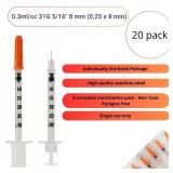 U-100 Syringes - 0.3ml/cc 31G 5/16 (8 mm) Disposable Syringes ,Individually Wrapped,19 PACK"