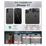 iPhone 17 Crossbody Wallet Case - Stylish PU Leather Handbag Phone Purse with Zipper Closure, Card Slots & RFID Blocking - Wrist Strap, Lanyard, Kickstand - Black - Retail: $31