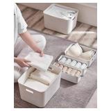 Amyup Set Of 4 Plastic Storage Bins,Versatile Kitchen Pantry Organization and Storage,for Plastic Storage Container Under Bed,Under Sink Bathroom Organizer (White, 4 Pack Narrow) - Retail: $22