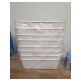 Amyup Set Of 4 Plastic Storage Bins,Versatile Kitchen Pantry Organization and Storage,for Plastic Storage Container Under Bed,Under Sink Bathroom Organizer (White, 4 Pack Narrow) - Retail: $22