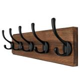 Hardware not Included Dseap Wall Mounted Coat Rack: Patented, Heavy-Duty, 17.4\" Long 5-Double-Hooks Wooden Hanger Rail for Winter Coats, Hat, Jacket, Clothing - Natural & Black - Retail: $26