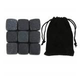 Whiskey Stones Chilling Rocks Beverage Cooler Set, Basalt Beverage Chilling Stones with Storage Bag, Reusable Ice Cubes for Drinks, Whiskey Chilling Stones Ice Stones for Drinks - Retail: $0