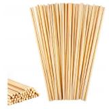 50Pcs Wooden Sticks for Crafts, Wooden Dowel 1/4 x 12 Inch Dowel Rods Craft Wood Sticks Cake Dowels Unfinished Natural Bamboo Sticks for Flower Bouquet Crafts and DIYers - Retail: $0