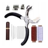 Missing Some Accessories Stitching Hole Punch BUTUZE, 4mm Silent Rhombus Leather Hand Pliers with Leather Needle, Wooden Needle Case, Waxed Thread for Belts, Straps, Saddles, Shoes, Fabric DIY - Retai