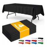 Black Plastic Table Cloth - 4 Pack 54\" Ã 108\" Rectangle Disposable Tablecloths for 6FT Tables, Table Cover for Party, Holiday & Gathering Use - Retail: $0