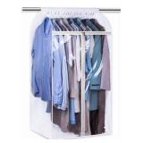KEETDY 43\" Hanging Garment Bags for Closet Storage Large Clear Window Hanging Clothes Storage Garment Rack Cover Coat Protector for Suit, Wardrobe, Bottom Enclosed - Retail: $0