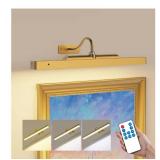 Wireless Picture Light Battery Operated, 1Pack Remote Control Painting Light with Timer, 13Hrs Service Life Art Display Light for Picture Frame Artworking Portrait, Poster, Photo, Mirror -Brass - Reta