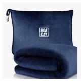 BOACAY Soft & Warm Travel Blanket for Airplane & Car - Long Flight Essential for Women, Men, Kids - Compact Pillow with Luggage Sleeve & Backpack Clip - Retail: $0