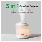 Homvana Small Humidifiers for Bedroom - 2 Packs 1.5L Cool Mist Top Fill Humidifier for Baby Nursery, Essential Oil Diffuser, 3 in 1 for Home Plants Offices and Grow Tents, 7 Color Lights, Ultrasonic -