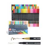 60 Colors Dual Markers Brush Pens, Fine Felt & Brush Tip Marker Christmas Gifts for Kids and Adults, Stocking Stuffers Art Marker Pens for Coloring Book Journaling Note Taking Hand Lettering - Retail: