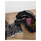 Motorcycle Goggles, 2 Pack Dirt Bike Goggles ATV Offroad Riding Motocross Protective UTV Helmet Glasses with 2 Pack Neck Breathable Bandana Mask for Adults Youth Kids (Gery+Color) - Retail: $14