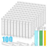 Kanayu 100 Pcs 10ml Plastic Test Tubes with Lids Vial Cap Container Small Storage Test Lab Tubes with Silicone Ring for Science Experiments Sample Liquid Party Decor Home Candy Storage - Retail: $20