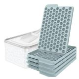Pre Owned  Mini Ice Cube Trays, 0.55â Tiny Pebble Ice for Iced Coffee & Cocktails, Fast Chill, Easy Twist Release, Stackable with Lid & Storage Bin (4 Pack, Blue) - Retail: $20