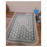 Pre Owned  Mini Ice Cube Trays, 0.55â Tiny Pebble Ice for Iced Coffee & Cocktails, Fast Chill, Easy Twist Release, Stackable with Lid & Storage Bin (4 Pack, Blue) - Retail: $20