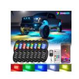 16Pods RGB LED Rock Lights for Semi Trucks Pickup Jeep Golf Cart ATV UTV RZR RV Offroad with APP/RF Remote Control, Dynamic Color Changing Underglow Kits Music Mode 12V Waterproof Chasing Underbody - 