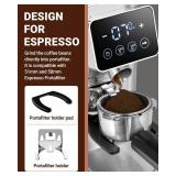 PRE OWNED AMZCHEF Coffee Grinder, Burr Coffee Bean Grinder for Home Use with 48 Precise Grind Settings, Detachable Funnel Stand for Espresso, LED Control Panel, Anti-static Design, silver - Retail: $8