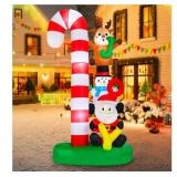 MUMTOP Christmas Inflatable Outdoor Decoration, 7.8 FT Candy Cane Christmas Inflatables with Joy Sign, Elk, Snowman and Santa Blow Up Lighted Holiday Displays for Garden Yard Outside Winter Decor - Re