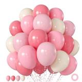 Pink and White Balloons, 60Pcs 12 Inch Dusty Pink Pastel Light Pink Sand White Balloons for Baby Shower Wedding Bridal Shower Birthday Party Decorations - Retail: $0