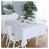 FOLINS&HOME White Rectangular Table Cloth in Heavy Duty and Water Resistant Polyester-Wrinkle Free Spillproof and Washable Tablecloths 60 x 102 inch-Table Cover for Indoor and Outdoor-Oblong/Rectangle