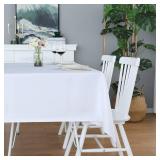 FOLINS&HOME White Rectangular Table Cloth in Heavy Duty and Water Resistant Polyester-Wrinkle Free Spillproof and Washable Tablecloths 60 x 102 inch-Table Cover for Indoor and Outdoor-Oblong/Rectangle