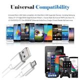 10FT Long USB to Micro USB Cable Android Charger Cable Fast Charge,Micro USB 2.0 USB Micro Cable for Samsung Galaxy 7 S7 S6 Edge Phone Charger Cord Tablet,Charging Wire for Kindle Fire White - Retail: