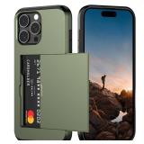 Nvollnoe Compatible with iPhone 16 Pro Max Case with Card Holder Dual Layer Heavy Duty Protective Shockproof Hidden Card Slot Slim Wallet Phone Cover for Women&Men 6.9 inch(Green) - Retail: $14