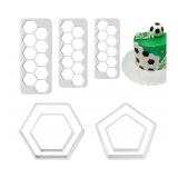Bewudy 7 PCS Football Cookie Cutter, Hexagon Cookie Cutter Football Mold DIY Cake Decoration Soccer Cake Fondant Baking Molds Geometric Multipurpose Cutters for Baking Biscuit and Sandwiches - Retail: