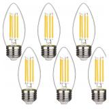 BORT B11 Chandelier led Light Bulbs, Dimmable 4W Equivalent to 40W LED Candelabra Bulbs, 2700K Warm White, E26 Standard Medium Base LED Bulbs, Torpedo Top (6 Pack)