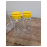 ONE LID DAMAGED Xelsluthe 2 Pack Empty Plastic Honey Bottles with Funnel 180ml /6oz Bottles Plastic Honey Dispenser Refillable Leakproof Honeys Dispenser for Storing and Dispensing Mustard Dressing - 