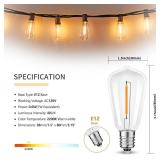ST38 Replacement LED Light Bulbs, Shatterproof & Waterproof 0.6W ST38 LED Bulbs, Outdoor String Lights, E12 Base Patio Edison LED Light Bulbs, Warm White 2200K Plastic 40ML Non-Dimmable 25 Pack - Reta