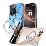 TORRAS 360Â° Spin Magnetic Stand Case for iPhone 16 Pro Max Case, Fit for MagSafe, 12FT Military Grade Protective Case for 16 Pro Max Phone Case with Kickstand Rotatable, Ostand Spin, Clear, 6.9 inc