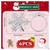 6 Pack Silver Snowflake Napkin Rings, Metallic Christmas Napkin Buckles for Holiday Table Decor - Retail: $8