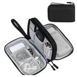 FYY Electronic Organizer, Travel Cable Organizer Bag Pouch Electronic Accessories Carry Case Portable Waterproof Double Layers Storage Bag for Cable, Cord, Charger, Phone, Earphone, Medium, Black - Re
