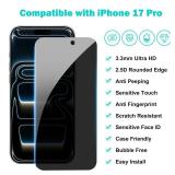 PEHAEL 3+3 Pack for iPhone 17 Pro Privacy Screen Protector with Camera Lens Protector Full Coverage Anti-Spy Tempered Glass Film 9H Hardness Easy Installation Bubble Free [6.3 inch] - Retail: $8
