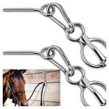 Dunzy 2 Sets Horse Tie Ring, Horse Tack and Supplies Horse Training Equipment Safe Horse Accessories with Eye Bolt, Tie Rings (Silver) - Retail: $22