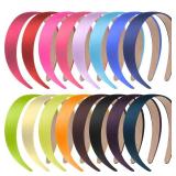 anezus 16 Pcs Satin Headbands Bulk 1 Inch Anti-slip Ribbon Hair Bands Plain Hard Headbands for Women Girls DIY Craft Hair Accessories (Multicolor) - Retail: $10