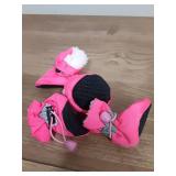 YAODHAOD Dog Shoes for Winter, Dog Boots & Paw Protectors, Fleece Warm Snow Booties for Puppy with Reflective Strip Anti-Slip Rubber Sole for Small Medium Size Dogs,Size 5: 1.9\"x1.5\" (L*W),Pink - Re