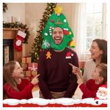 DomeStar Christmas Tree Hat with 7PCS Ornaments, Funny Crazy Santa Hat for Party Celebrations - Retail: $10
