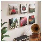 Lifewit Narrow Floating Shelves for Vinyl Record 12 Pack, 12\" Clear Wall Shelves for Nail Polish/Book/Picture/Makeup, Acrylic Wall Display Shelf Organizer for Bedroom, Living Room, Bathroom Decor - R