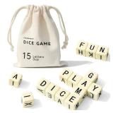 COHHFWPD Crossword Dice Game, Word Game, 15 Large Letter Dice, Word Dice Game for Family Games, Travel & On-The-Go Fun - Retail: $14