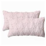 ONE PILLOW CASE AVOIN colorlife Christmas Tree Pink Throw Pillow Covers Set of 1, 12 x 20 Inch Soft Plush Faux Fur Jacquard Cushion Case Festivals Winter Decoration for Sofa Couch - Retail: $12