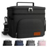 HOTOR Insulated Lunch Box for Men & Women - Leak-Proof Cooler Lunch Bag with 4 Pockets, Adjustable Strap, Ideal for Work, Picnic, Travel - Large, Black, 13.0\"Ã7.9\"Ã9.1\" - Retail: $17