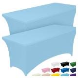 Pureegg Spandex Tablecloth 6ft - 2 Pack, Fitted and Tight Cloth for Rectangle Table, Wrinkle-Free and Stretch Table Cover for Party, Wedding, Banquet and Birthday, Blue Mist - Retail: $20