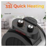 Elevoke Space Heaters for Indoor Use, 1500W PTC Electric Heater with 90Â°Adjustable Angle, Fast Safety Heat, Small Portable Heater for Office Home(Silver) - Retail: $40
