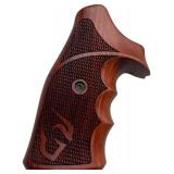 New Padauk Wood Grip Compatibles with Taaurus Medium/Large Frame Square Butt .357 M44, 65, 80, 82, 83, 96, 431, 441, 607, 669#Checker Engraved - Retail: $76
