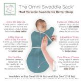 SwaddleDesigns 6-Way Omni Swaddle Sack, Arms Up Swaddle for Newborn, More Options to Calm Startle Reflex, Improves Sleep, 12-18 lbs, Heathered Teal - Retail: $25